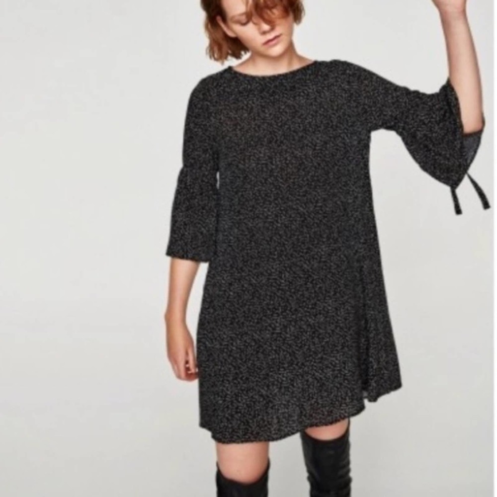 Zara Polka Dot Shift Dress Black and White Small
